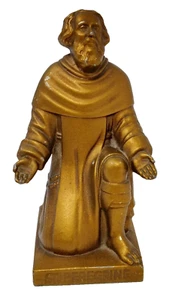 Antique VTG St Peregrine Saint Cancer Patient Illness Cast Metal Statue Figurine - Picture 1 of 15