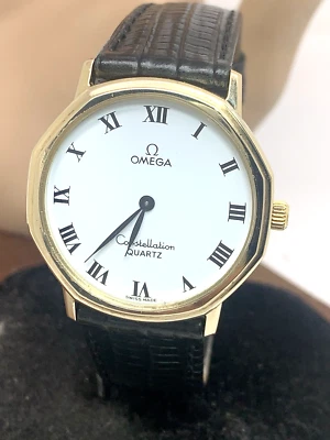 Omega Constellation Mens Watch Vintage Swiss Quartz 1330 White Dial Leather 33mm - Image 1 of 4
