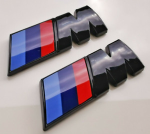2er Set BMW M Emblem Badge Logo Kotflügel (schwarz) Seite M Paket 45x15