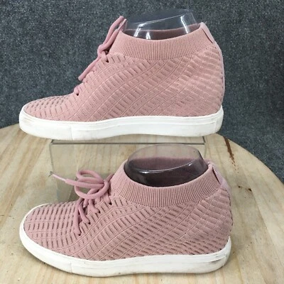 Steven By Steve Madden Zapatos Mujer 6.5 Carin Cuña Tenis Rosa Tejido Parte Superior Alta Foto 1 de 4