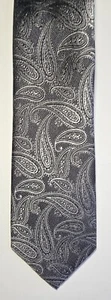 Jos A Bank Tie Reserve Silver Grey Paisley 100% Silk Mens Neck Tie - Picture 1 of 2