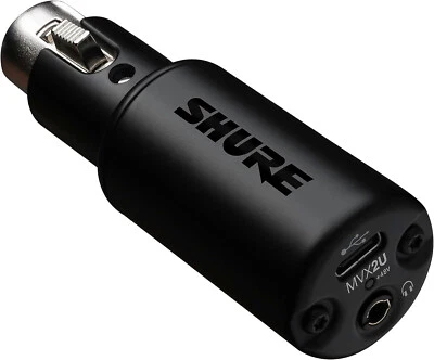 SHURE MVX2U Mic Interface XLR to USB Microphone Adapter to USB-C for Computer PC