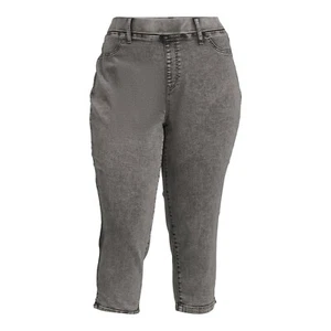 Capri Pullon Jeggings Terra & Sky Negro Lavado Ácido 23" Entrepierna Talla Grande 3X y 4X - Imagen 1 de 4