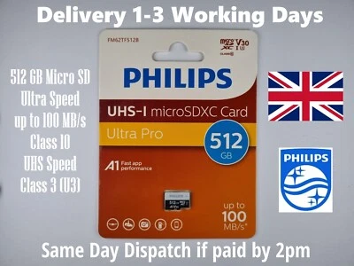 Philips 512 GB Micro SD Ultra Speed up to 100 MB/s Class 10 UHS Speed Class 3 U3 - Image 1 of 4