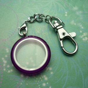 Keychain Keyring Locket - Purple UV Colour - Floating Charm Story Living Locket - Picture 1 of 12