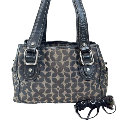 ~FOSSIL Cartera Cartera/Bolso de Hombro Marrón/Negro Geo Impresión Lona Mediana Foto 1 de 4