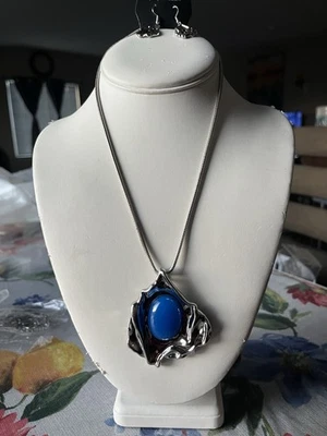 Ожерелье с синим серебряным камнем папарацци 💙😍Серьги  - Изображение 1 из 3