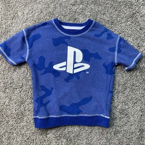 PlayStation Sony Official Boys Shirt Sz 6 Blue Gamer Shirt Big Logo Gaming - Picture 1 of 10