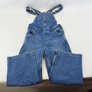 Fat Face Clayton Dungarees Cropped Wide Leg Mid Blue Denim UK Women's Size 8R - Picture 1 of 9