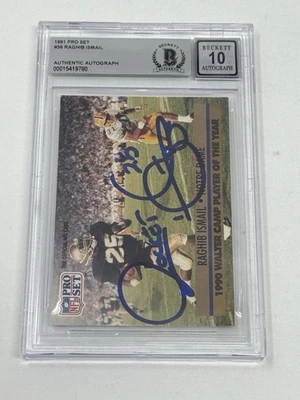 1991 Pro Set Raghib Ismail  BAS Certified Encased Auto Card RC Rocket 10 Grade - Image 1 of 3