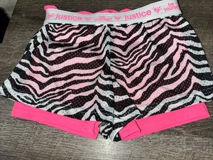 Justice size 7 black white zebra neon pink be yourself Biker shorts - Picture 1 of 5