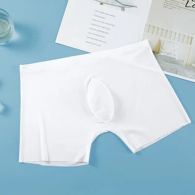 Summer Sexy Underwear Men's Transparent Ice Silk 3D Punch Boxer Shorts Seamless - Image 1 of 4