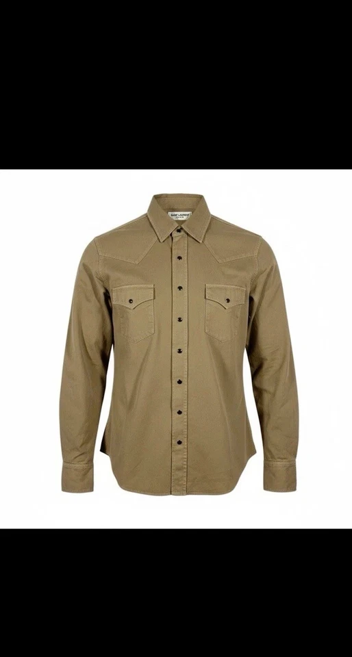 Camisa Saint Laurent Western Snap Espiga Verde Talla XL SLP DENIM Foto 1 de 4