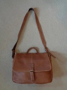 Vintage LL Bean Saddle hellbraune Leder Umhängetasche Messenger/Aktentasche Tasche genial! - Bild 1 von 24
