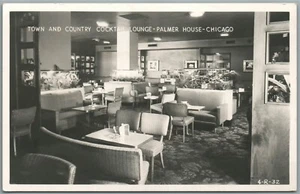 CHICAGO IL PALMER HOUSE COCKTAIL LOUNGE VINTAGE REAL PHOTO POSTCARD RPPC - Picture 1 of 2