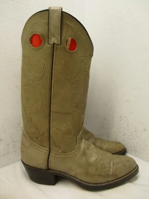 Botas vaqueras vaqueras de cuero tostado beige para hombre talla 8,5 estilo D 018002 EE. UU. Foto 1 de 4