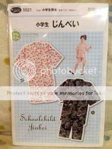Schoolchild Japanese Jinbei Kimono Full-Size Pattern Sheet - Picture 1 of 1