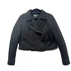 Anthropologie MARRAKECH Quilted Moto Jacket sz Small Dark Gray - Picture 1 of 15