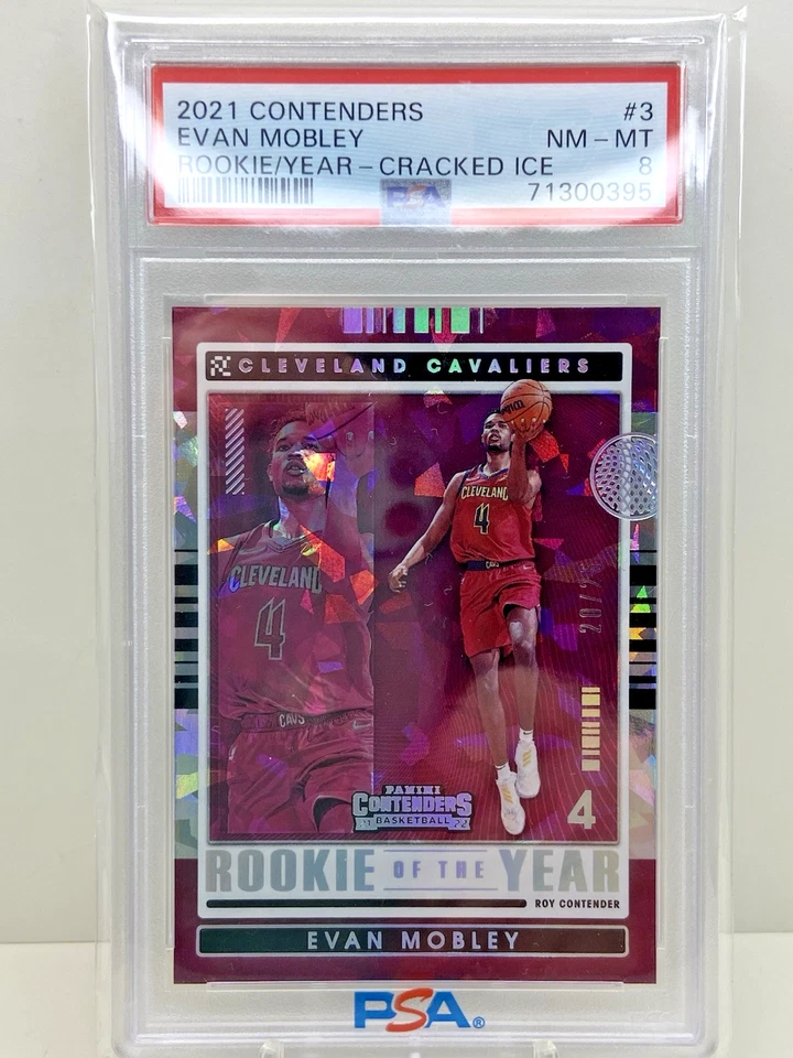 2021 Contenders Evan Mobley Cracked Ice ROTY RC 20/25 - Cavaliers PSA 8 Rookie - Image 1 of 3