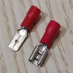 25 Pairs Red Insulated 22-16AWG Spade Terminals 4.8mm Crimp Wire Connectors Kit - Picture 1 of 7