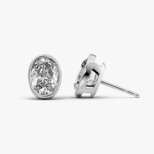 Diamond Women Earring Lab Grown Oval Cut 2.00 Carat IGI Certified 18k White Gold - Picture 1 of 11