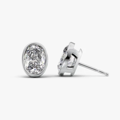 Diamond Women Earring Lab Grown Oval Cut 2.00 Carat IGI Certified 18k White Gold - Image 1 of 4