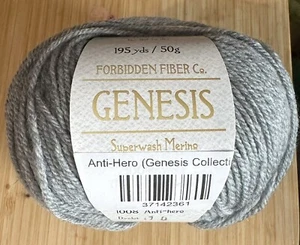 DESTASH Forbidden Fiber Genesis SW Merino Fingering Yarn Anti-Hero (gray) NWT - Picture 1 of 2