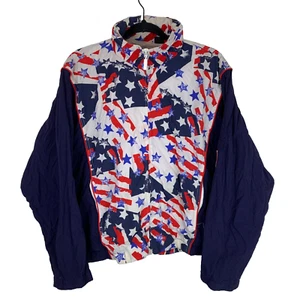 Chaqueta cortavientos vintage Liz Sport estadounidense patrón concha cremallera completa talla L - Imagen 1 de 13