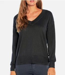 GAP MUJER XXL LIGERO SUÉTER NEGRO SUAVE AJUSTE RELAJADO CUELLO EN V MANGA LARGA - Imagen 1 de 4