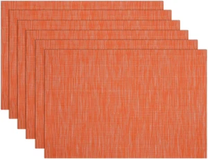 Placemats Set of 6 Woven Vinyl Place Mats for Dining Table Indoor Outdoor Table - Picture 1 of 12