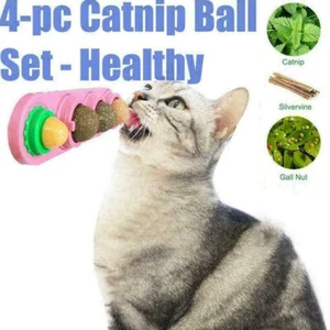 4pcs Catnip Ball Set Cat Natural Snacks Licking Nutrition Toy Ball Replaceable - Picture 1 of 18