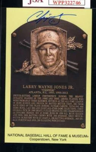 Chipper Jones JSA Coa Signed Gold HOF Plaque Autograph - Picture 1 of 2