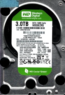 WD30EZRS-42KEZB0 S/N: WMC07 DCM:HANCHV2AAB WESTERN DIGITAL 3TB THAILAND MAY 2012 - Image 1 of 2
