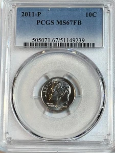 Moneda de diez centavos P Roosevelt 2011 10c graduación profesional MS67FB bandas completas - Imagen 1 de 2