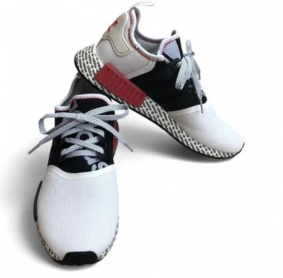 Adidas Para Hombre NMD_R1 Estampado Boost Entrenadores Zapatos Negro Blanco Rojo Exuberante Talla 9 Foto 1 de 4