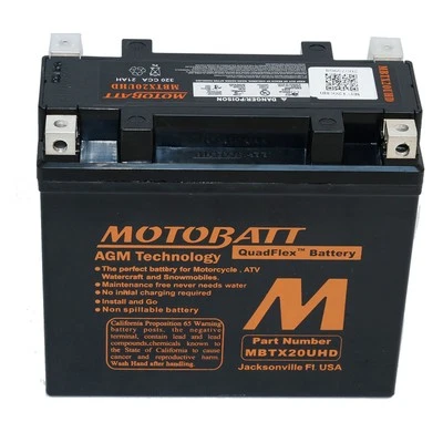 Motobatt MBTX20UHD AGM Battery for Harley XL1200C Sportster Custom 96-03 - Image 1 of 4