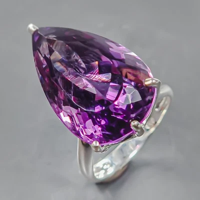 Jewellery 28 ct+ Natural Amethyst Ring 925 Sterling Silver Size 8.5 /R441432 - Image 1 of 4