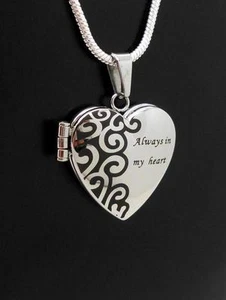 316L S/Steel Always In My Heart Photo & Keepsake Jewellery Locket Pendant NIB - Picture 1 of 8