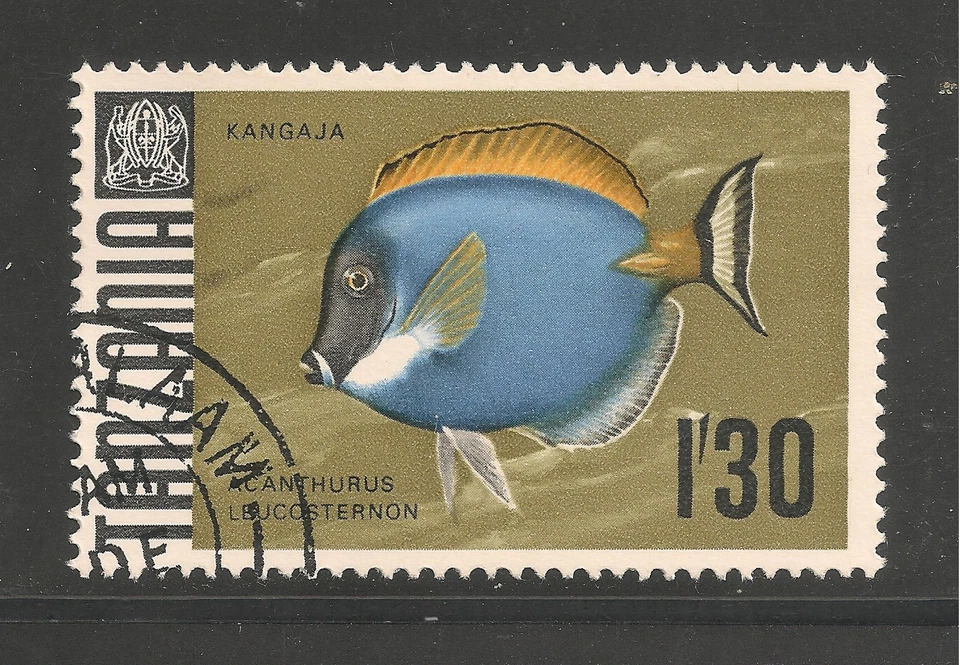 Tanzania #29 (A4)  VF POSTAL USED - 1967 1.30sh Surgeonfish - Fish  - Image 1 of 1