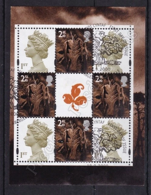 GB USED Stamp TREASURY OF TREES Prestige Booklet Pane 4 ex DX26 2000 W83al 2124D - Image 1 of 1