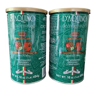 Menge 2 D'Aquino entkoffeinierte Espresso-Kaffeemischung 1 Pfund Dose neu versiegelt - Bild 1 von 6