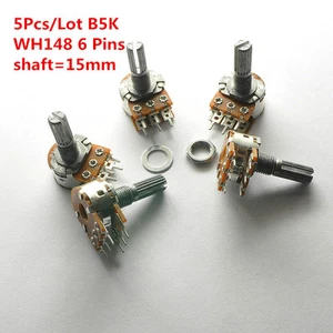Potenciómetro lineal estéreo doble WH148 15 mm 6 pines B5K 5K doble giratorio 5 piezas - Imagen 1 de 4