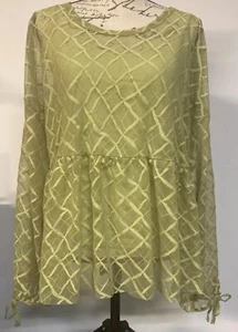 Maeve By Anthropologie XL Women’s Green Sheer Top With Camisole Long Tie Sleeves - Picture 1 of 7