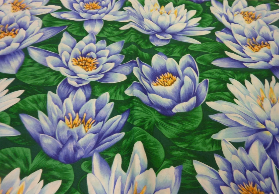 MODA FABRICS WATER LILIES COTTON FABRIC REMNANT 44” W x 55” L - Image 1 of 4
