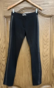 My Tribe Black Stretch Pants Faux Leather Side Stripe Tuxedo Style Leggings Sz M - Picture 1 of 9