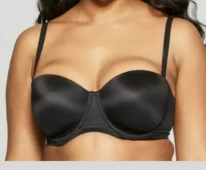 AUDEN 34DDD Lightly Lined STRAPLESS CONVERTIBLE BRA BLACK New w Tags - Picture 1 of 3