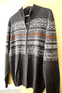 Neu mit Etikett Enzo Moutovani Italien grau orange Wolle Kaschmir Stehkragen Reißverschluss Pullover XL $ 200 - Bild 1 von 9