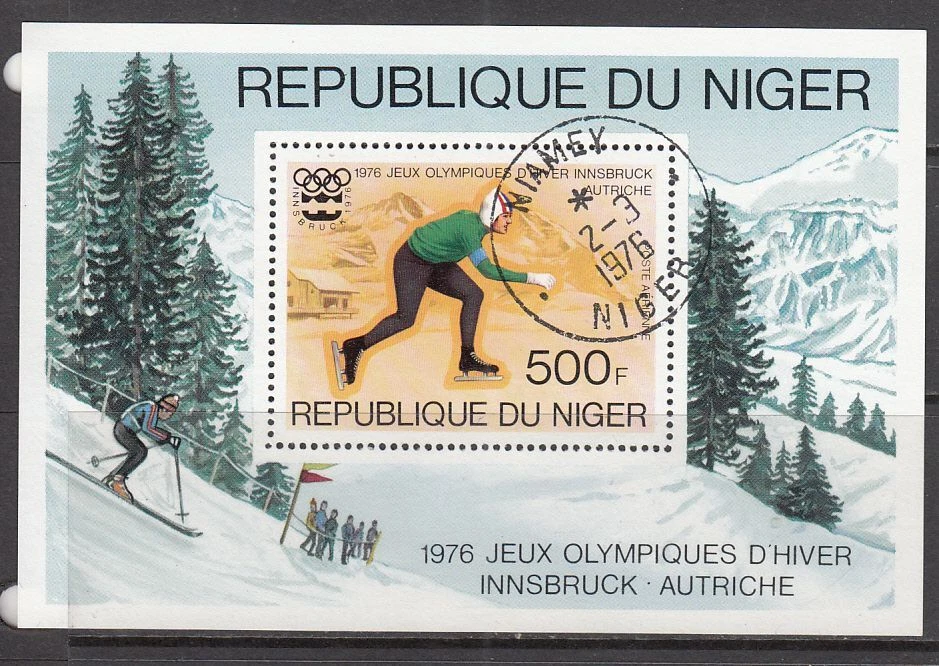 Niger - 500f Innsbruck Winter Olympic Games (Used M/S) 1976 (CV $4) - Image 1 of 1