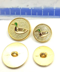 6 Stück Vintage Knöpfe Metall mit Öse Gold / Lack Wilde Ente Motiv 15mm & 20mm - Picture 1 of 4