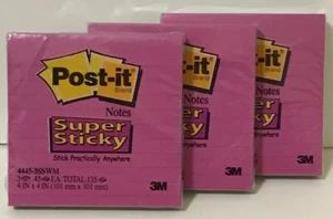 Post-it Super Sticky Lined Notes 4" x 4" Bright Colors 3 Packs - 9 Pads Total - Picture 1 of 4